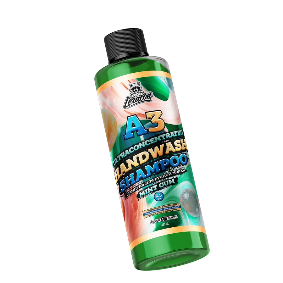 Суперконцентрированный шампунь для ручной мойки LERATON A3 HANDWASH SHAMPOO MINT GUM 473мл