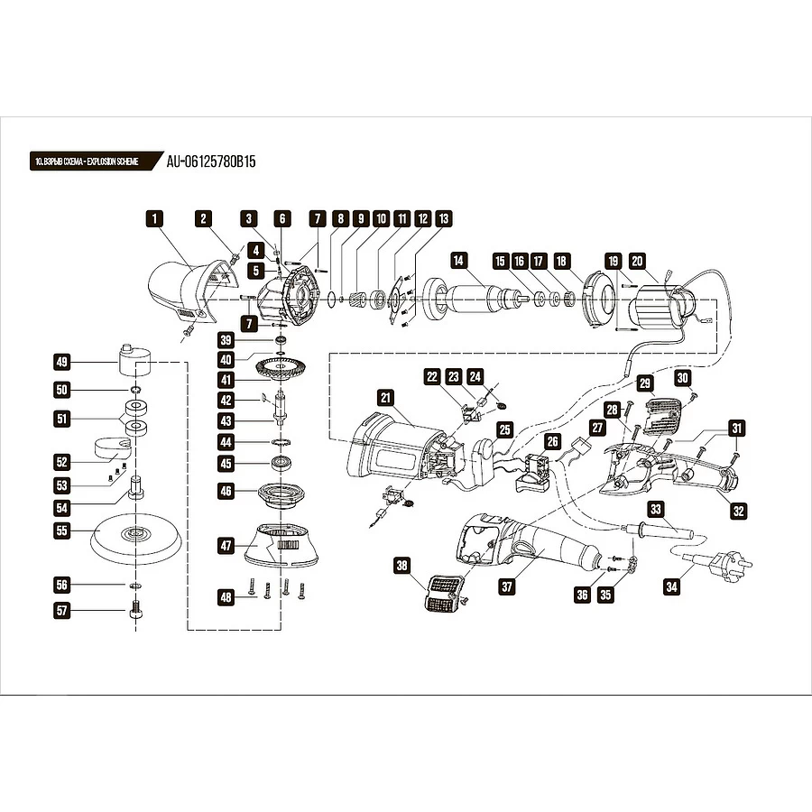 Au-06125780B15 Профессиональная полировальная машинка эксцентриковая
