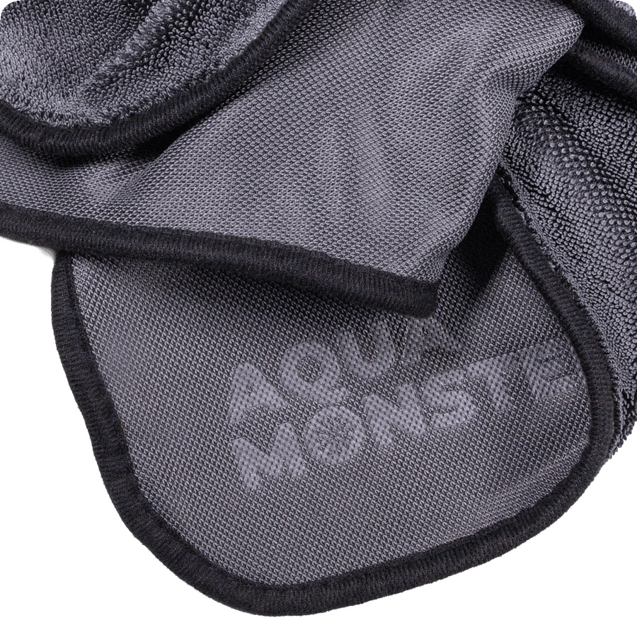 Au-2417 AQUA MONSTER Микрофибровое полотенце 60*90 см, чёрное, 1000гр/м2 для сушки авто