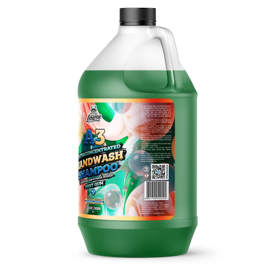 Суперконцентрированный шампунь для ручной мойки LERATON A3 HANDWASH SHAMPOO MINT GUM 3,8мл